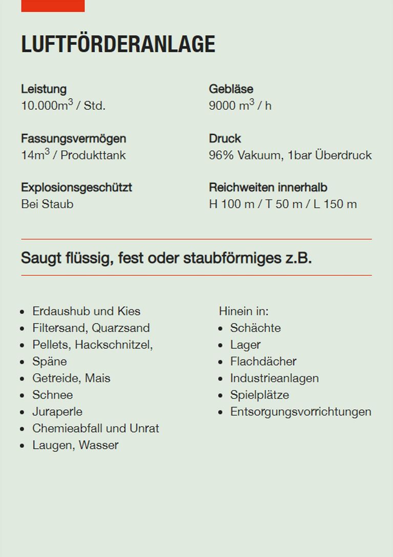 Saugbagger Offenbach - Technische Daten LFA
